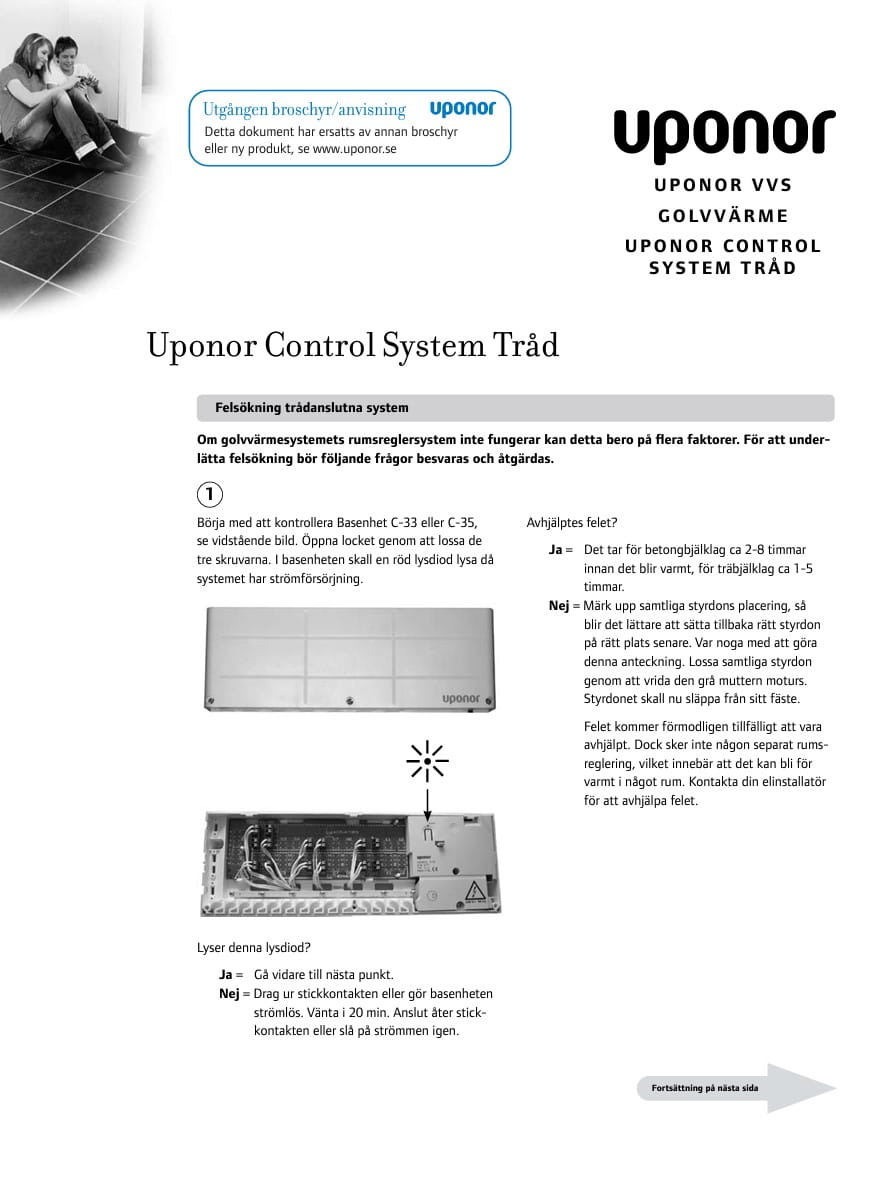 Uponor Control System Tråd - Felsökning